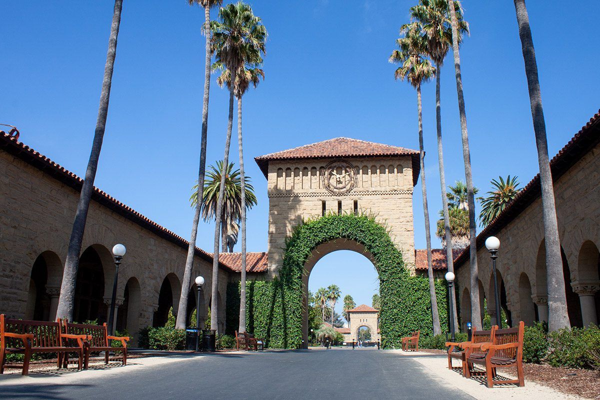 The gates of Stanford University in California.